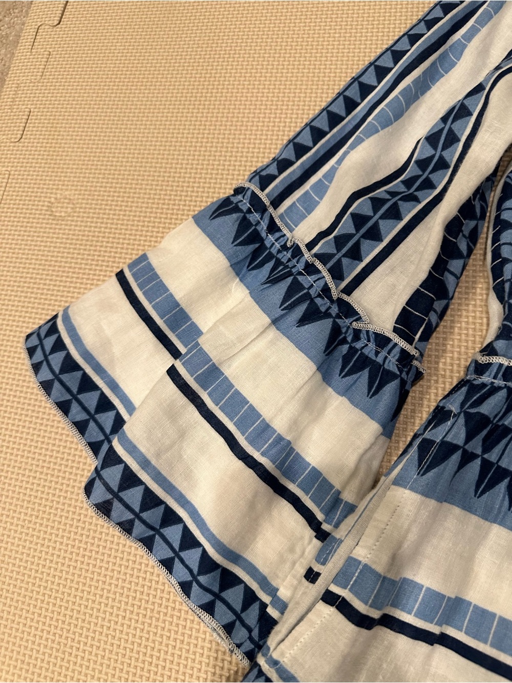Elan Women's Blue/White Tiered Swing Dress M Long Sleeves 100% Cotton W/Pockets - Picture 6 of 10